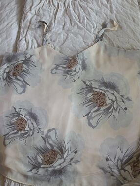 Torrid Layered Cream Floral Cami with Gray Blooms